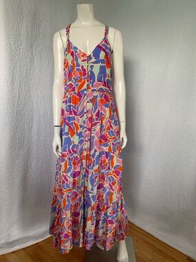 FRNCH Paris NEW Amande Vibrant Floral V‑Neck Maxi Dress in Purple, Pink & Orange
